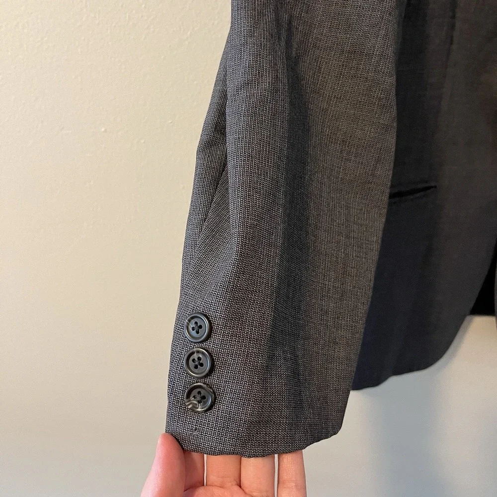 Men's Ralph Lauren Blazer Sport Coat Sz 44R Black Wool Grey Carter Workwear - Picture 2 of 8